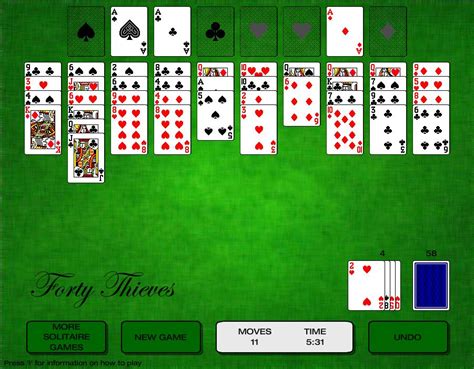 solitaire green felt forty thieves.